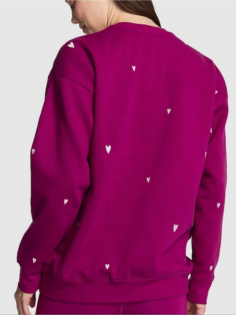 VS Pink Campus Fleece Oversized Crew Sweatshirt Sz Med NWT - Picture 2 of 6